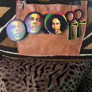 Rasta Ankh and Bob Marley earrings