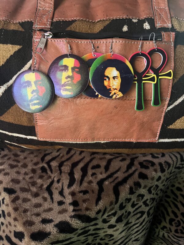 Rasta Ankh and Bob Marley earrings