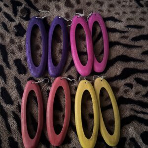 Wooden Oval Earrings