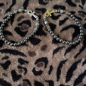 Hematite Ankh beaded bracelet