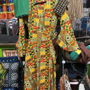 African print wrap dress