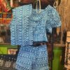 LIGHT BLUE AND WHITE SHORT SET