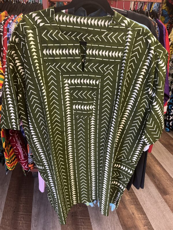 GREEN AND WHITE PATTERN DASHIKI