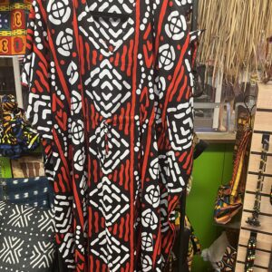 Red, Black and White drawstring Dress