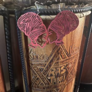 Wooden Woman Head Earring