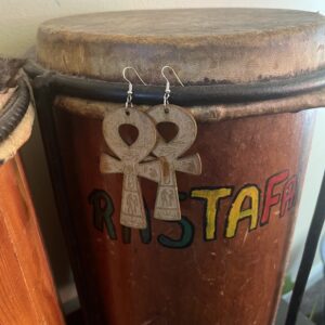 Wooden Ankh Earring